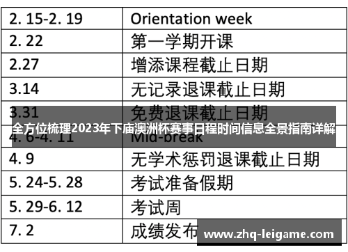 全方位梳理2023年下庙澳洲杯赛事日程时间信息全景指南详解 全方位梳理2023年下庙澳洲杯赛事日程时间信息全景指南详解